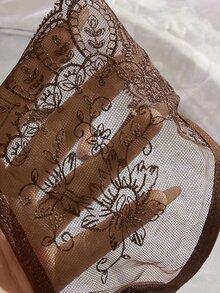 Crystal Vow 浪漫刺繡鋼圈內衣 2 件組 - 咖啡棕 - 查看 6