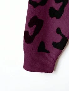 SHEIN LUNE Plus Size Leopard Print Knit Cardigan Fall Winter Cloth For Women Autumn - Multicolor - View 6