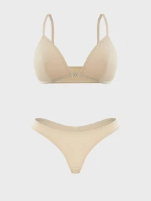 SHEIN 6pcs Simple Comfortable Plum Diamond Triangle Cup Bra Set - Multicolor - View 6