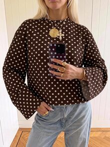 SHEIN EZwear 海外長袖巧克力條紋襯衫，秋季上衣，適合日常通勤、聚會、秋冬/夏季、聖誕節、新年、感恩節、派對、婚禮、海灘、畢業典禮、優雅、外出、約會、通勤、情人節、優雅、度假、Y2K、畢業典禮等場合 - 彩色 - 查看 4