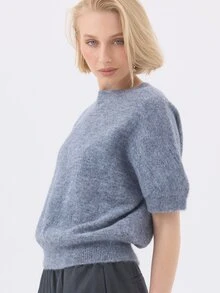 KÆRIA Hus Women's Solid Color Casual Versatile Daily Wear Knit Top - Dusty Blue - View 4