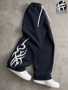 STYNVO Men's Drawstring Waist Pocket Casual Daily Travel Sweatpants - Navy Blue - View 1