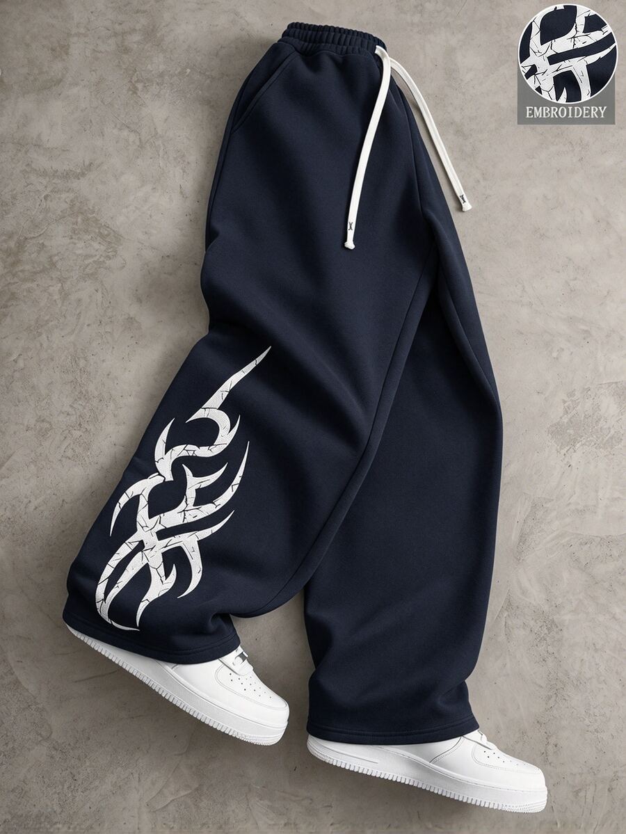 STYNVO Men's Drawstring Waist Pocket Casual Daily Travel Sweatpants - Navy Blue - View 1