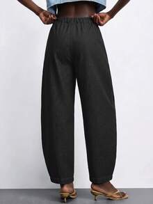 Maija Plus Size Women's Casual Daily Denim Jeans With Pockets And Buttons - Black - View 2