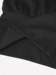 SHEIN Tween Girl Long Sleeve Hooded High Waist Black Sweatshirt Halloween Autumn Fall Style Fall Outfits - Black - View 7