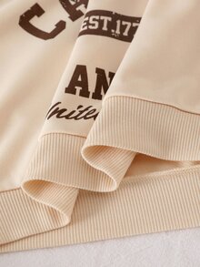SHEIN 青少年女孩秋季套裝 2件/套 黑白配色 2合1領口上衣與條紋格紋A字迷你裙套裝 - 棕色 - 查看 7