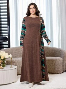 Al Najma Plus Size Women's Colorblock Casual Everyday Sweatshirt - Multicolor - View 3