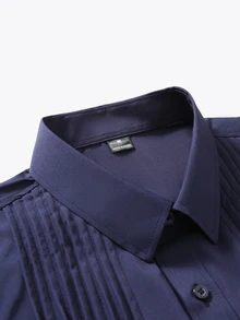 Manfinity Mode Men's Solid Color Casual Versatile Daily Wear Shirt - Navy Blue - View 5