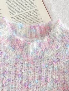 Short Premium Round Neck Sweater, Cute Fashion Versatile Fitted Knit Top For Girls, Autumn New Arrival, Japanese Sweet Style - Multicolor - View 3