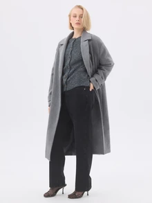 KÆRIA Hus Crew-Neck Button-Front Cardigan - Textured Knit - Charcoal Marle - Button-Up, Layering, Ribbed Trims - Dark Grey - View 6