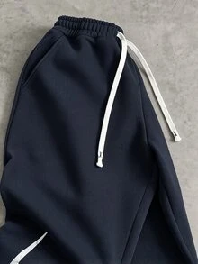 STYNVO Men's Drawstring Waist Pocket Casual Daily Travel Sweatpants - Navy Blue - View 3