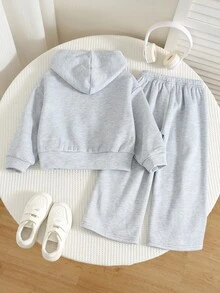 SHEIN Kids 2 Pieces Young Boys College Style Outfits,Comfortable Thick Cardigan Sweater Autumn Coat,Y2k,Holiday,Birthday Boy,Lmoss Kids,Kids Wedding Guest - Grey - View 2