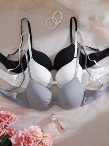 Snug Zone 3件組極簡風女性性感聚攏鋼圈內衣，厚罩杯 - 彩色 - 查看 1