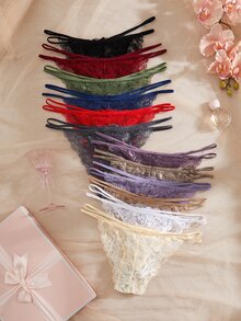 Snug Zone 12件裝蕾絲性感女款三角內褲，簡約舒適內衣，浪漫風 - 彩色 - 查看 2
