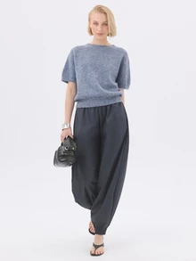 KÆRIA Hus Women's Solid Color Casual Versatile Daily Wear Knit Top - Dusty Blue - View 5