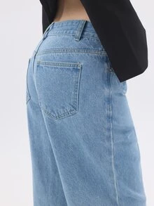 KÆRIA Hus Cropped High-Rise Wide-Leg Jeans - Cotton Denim - 90's Blue Wash - Vintage, Wide-Leg Denim, Minimal - Light Wash - View 7