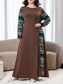 Al Najma Plus Size Women's Colorblock Casual Everyday Sweatshirt - Multicolor - View 5