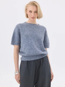 KÆRIA Hus Women's Solid Color Casual Versatile Daily Wear Knit Top - Dusty Blue - View 2