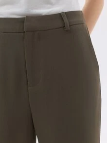 KÆRIA Hus Relaxed Wide-Leg Trousers - Compact Comfort Tailoring - Olive Green - Workwear, Minimilst - Olive Green - View 8