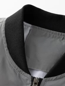 Manfinity Homme Men's Plus Size Zipper Casual Versatile Daily Travel Fluorescent Jacket - Grey - View 5