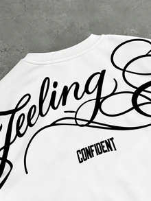 Manfinity Hypemode Men's Letter Print Sweatshirt & Sweatpants Set - White - View 5
