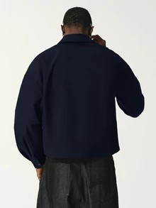 STYNVO 男士字母刺繡長袖單排扣休閒襯衫 - 藏蓝色 - 查看 2