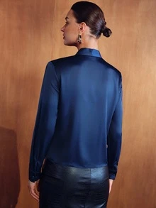MOTF PREMIUM WOMEN'S SOLID COLOR CASUAL DAILY WEAR SHIRT - Royal Blue - View 3