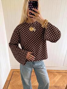SHEIN EZwear 海外長袖巧克力條紋襯衫，秋季上衣，適合日常通勤、聚會、秋冬/夏季、聖誕節、新年、感恩節、派對、婚禮、海灘、畢業典禮、優雅、外出、約會、通勤、情人節、優雅、度假、Y2K、畢業典禮等場合 - 彩色 - 查看 3