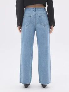 KÆRIA Hus Cropped High-Rise Wide-Leg Jeans - Cotton Denim - 90's Blue Wash - Vintage, Wide-Leg Denim, Minimal - Light Wash - View 2