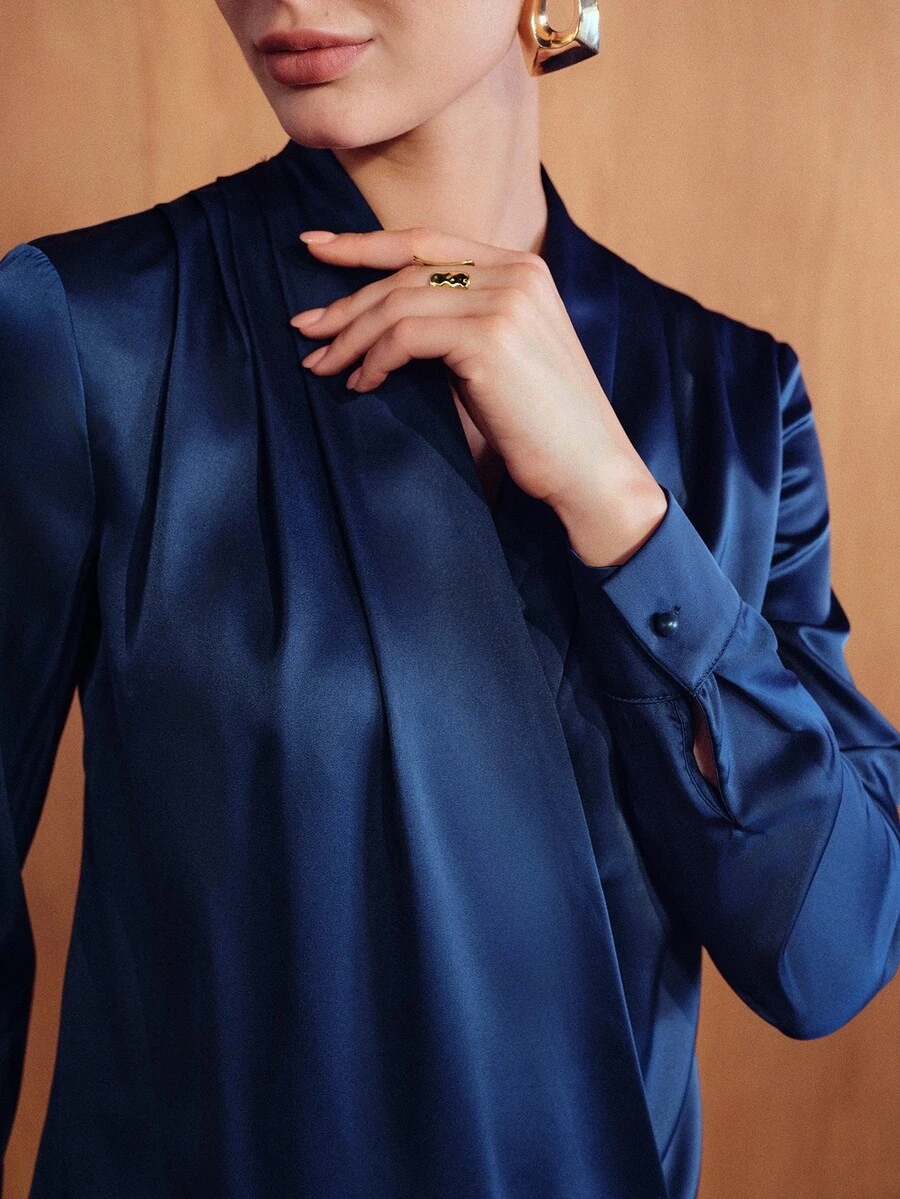 MOTF PREMIUM WOMEN'S SOLID COLOR CASUAL DAILY WEAR SHIRT - Royal Blue - View 2
