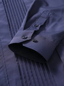Manfinity Mode Men's Solid Color Casual Versatile Daily Wear Shirt - Navy Blue - View 6
