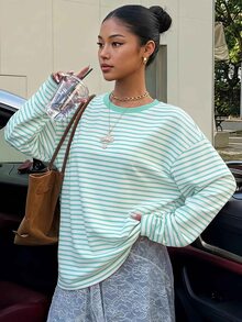 Teen Girl Striped Casual Daily Long Sleeve T-Shirt - Multicolor - View 4