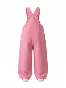 SHEIN Playful Pals Girls' Corduroy Overalls, New All-Season Style, Fashionable Sweet Design, Rose Red, 3D Large Bow Detail, Straight Leg Fit, Soft And Comfortable Fabric, Suitable For School, Commuting, Daily Outings, New All-Season Girls' Overalls - Hot Pink - View 2