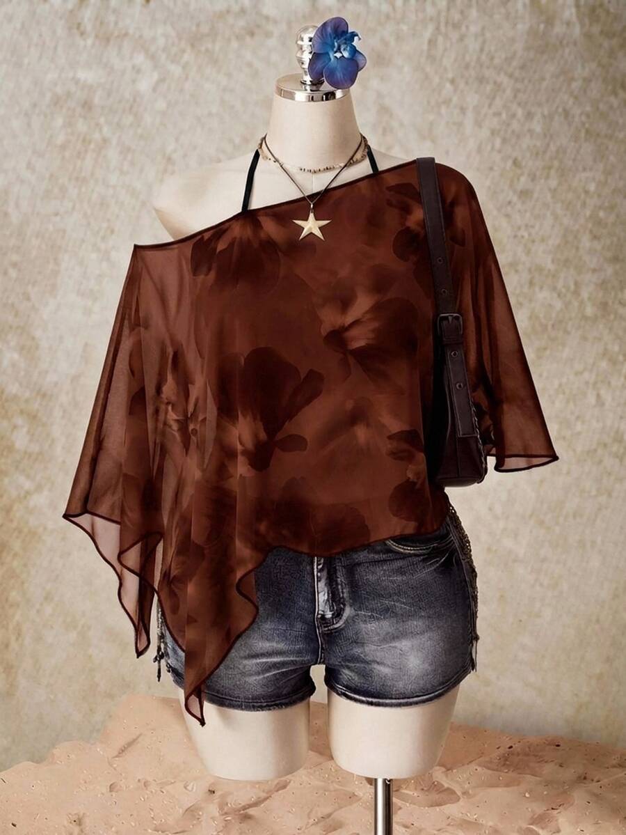 SHEIN ICON 大尺碼女款單肩休閒日常穿著上衣 - 彩色 - 查看 1