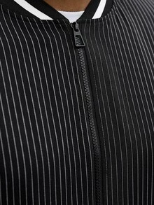 Manfinity CasualCool 男士拼色棒球領長袖夾克與長褲休閒日常套裝 - 黑色 - 查看 4