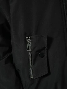 青少年男孩休閒時尚水墨風字母裝飾袋鼠口袋連帽外套，適合秋冬日常穿搭 - 黑色 - 查看 6