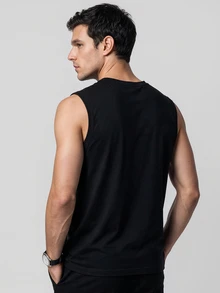 TekDrob Anti-Odor & 4-Way Stretch Modal Henley Tank Top With Soft Touch - Black - View 2