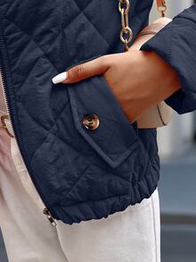 Louniche Women's Solid Color Casual Minimalist Versatile Daily Long Sleeve Jacket Everyday Travel Fall - Navy Blue - View 3
