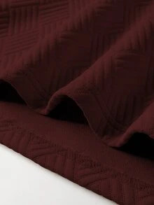 Manfinity Homme 男士正式純色極簡日常短袖紋理棕色 Polo 衫 - 紅色 - 查看 5