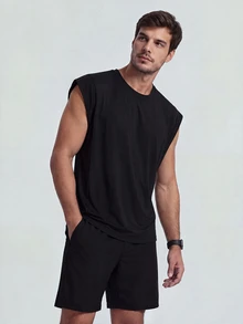 TekDrob Anti-Wrinkle Relaxed Seamed Tank Top With Soft Touch And 4-Way Stretch - Black - View 1