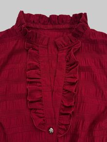 Breezaya Bodysuit Wanita Warna Polos untuk Pakaian Kasual Sehari-hari - Burgundy - View 5