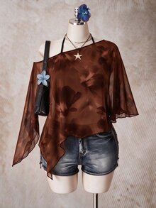 SHEIN ICON 大尺碼女款單肩休閒日常穿著上衣 - 彩色 - 查看 4