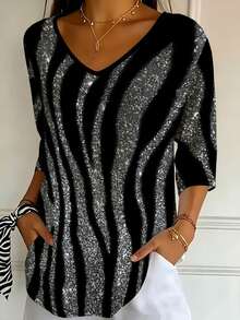 Weeklong Plus Size Women's V-Neck Casual Everyday T-Shirt - Multicolor - View 1