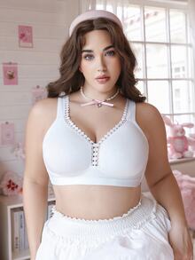 Crystal Vow 1pc Plus Size Wireless Bra - White - View 5