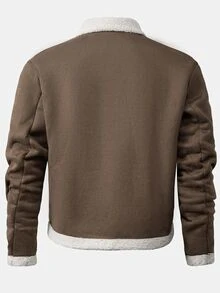 Manfinity CasualCool Men's Brown Vintage Turn-Down Collar American Casual Loose Drop Shoulder Versatile Daily Commute Jacket - Brown - View 2