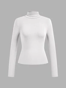 SHEIN Essnce 95%棉 4件組女款休閒極簡純色高領T恤，女款秋冬服飾，2000年代風格，Y2K，女款通勤穿搭，性感，鄉村風，時尚，基礎款，女款西式風格穿搭，度假穿搭，返校舞會，感恩節，萬聖節，聖誕節 - 彩色 - 查看 11