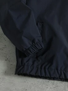 美式街頭賽車風條紋印花連帽夾克，拉鍊連帽外套，短版寬鬆修身多種版型設計，適合各種身形；全拉鍊開合，百搭造型，適合日常穿著與街頭風，春秋可單穿，初冬可疊穿 - 藏蓝色 - 查看 4