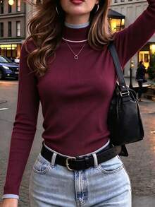 INAWLY Sweater Rajut Pullover Kasual Bertekstur Garis-Garis Musim Gugur/Dingin Terbaru, Romantis, Cocok untuk Perjalanan Sehari-hari, untuk Wanita Elegan - Coffee Brown - View 1