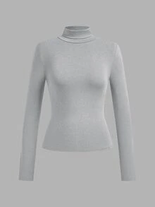 SHEIN Essnce 95%棉 4件組女款休閒極簡純色高領T恤，女款秋冬服飾，2000年代風格，Y2K，女款通勤穿搭，性感，鄉村風，時尚，基礎款，女款西式風格穿搭，度假穿搭，返校舞會，感恩節，萬聖節，聖誕節 - 彩色 - 查看 4