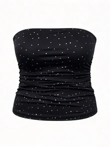 Calvaya Plus Size Women's Ruched Casual Daily Wear Tube Top - Brown - View 6
